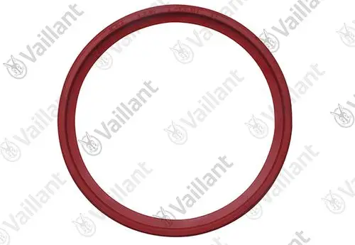 Roter Silikondichtring von Vaillant für Abgasleitungen, rund und ohne erkennbare Maße, mit flacher Oberfläche.